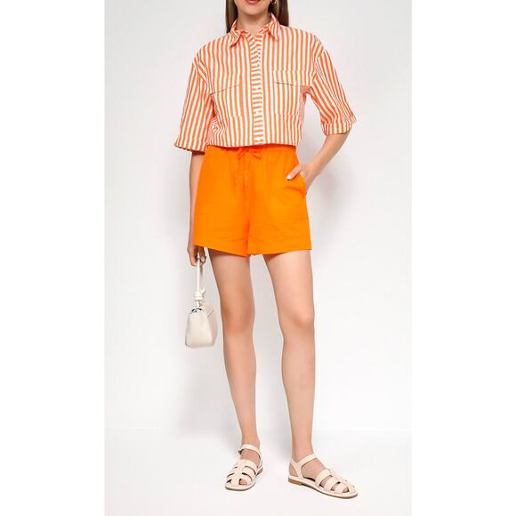 Piombo Drawstring Cotton Shorts with Pockets Orange size L - Picture 2 of 13
